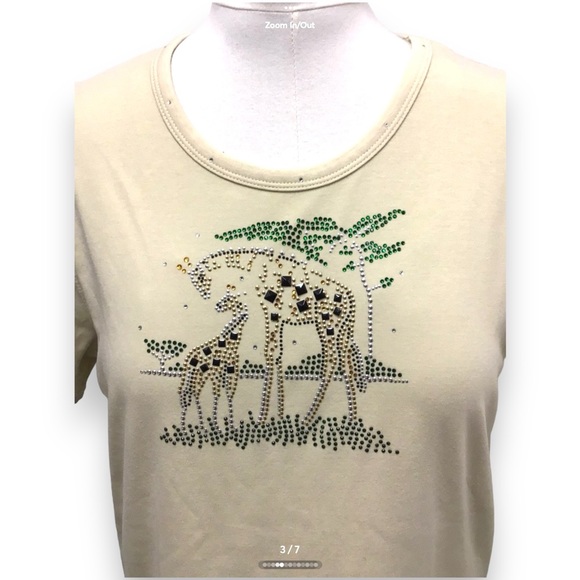 Isaac’s Designs Casuals Short Sleeve Round Neck Rhinestone Embellish Tee, sz 1X - Picture 2 of 10